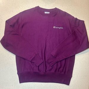 Like new! Champion Men's Crewneck in Deep Purple / embroidered logo & icon